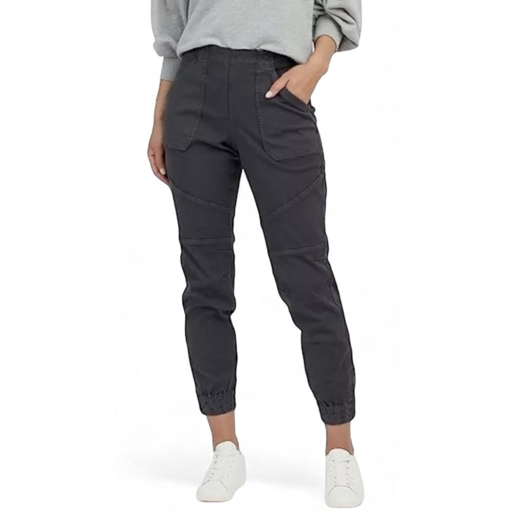 Spanx Stretch Twill Cargo Utility Jogger Pants Washed Black Charcoal Size Large